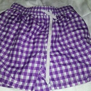Kanu Surf mens purple  and white plaid swimsuit. Medium